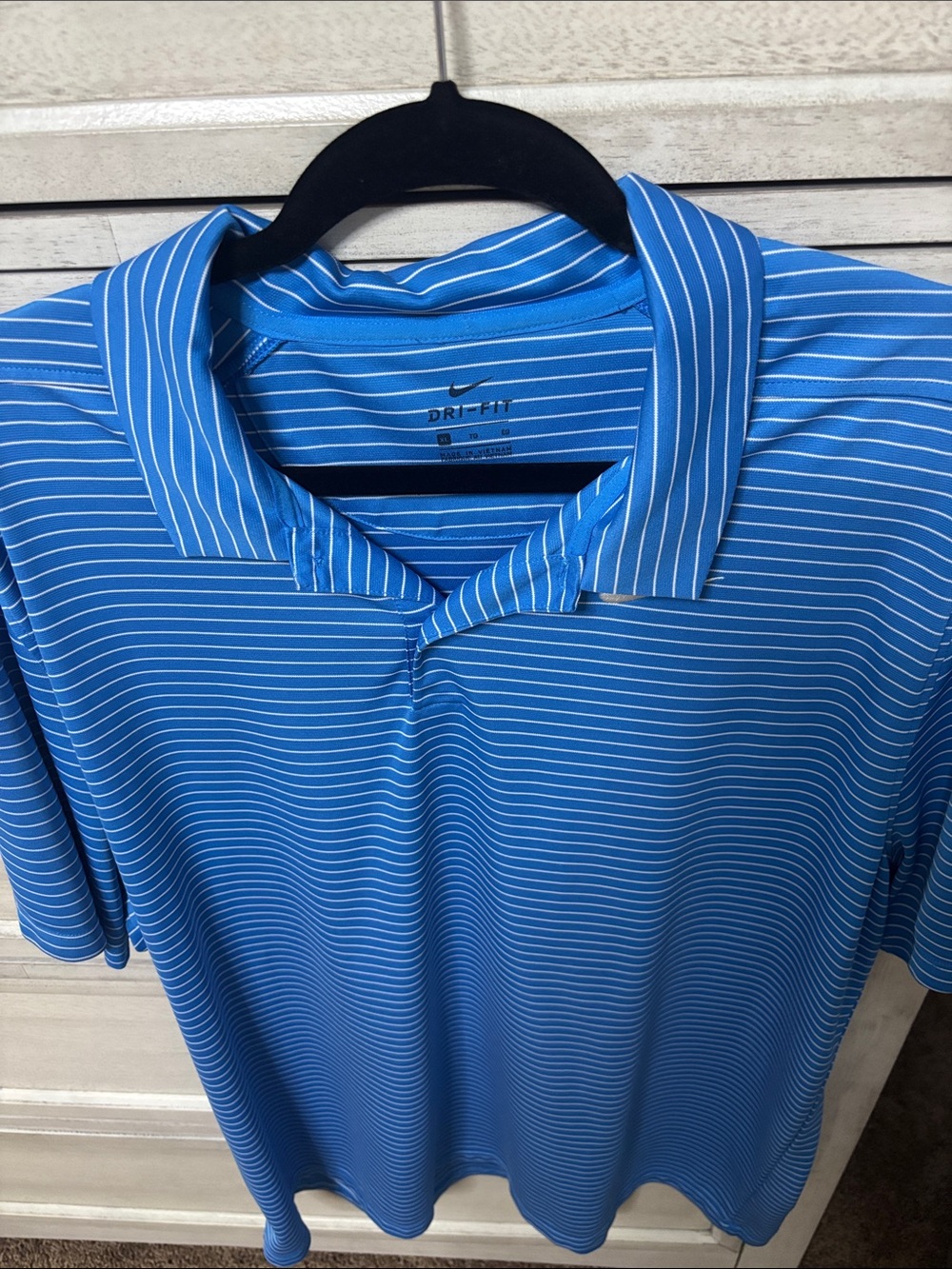Nike Men’s Blue White Striped Dri-FIT Polo